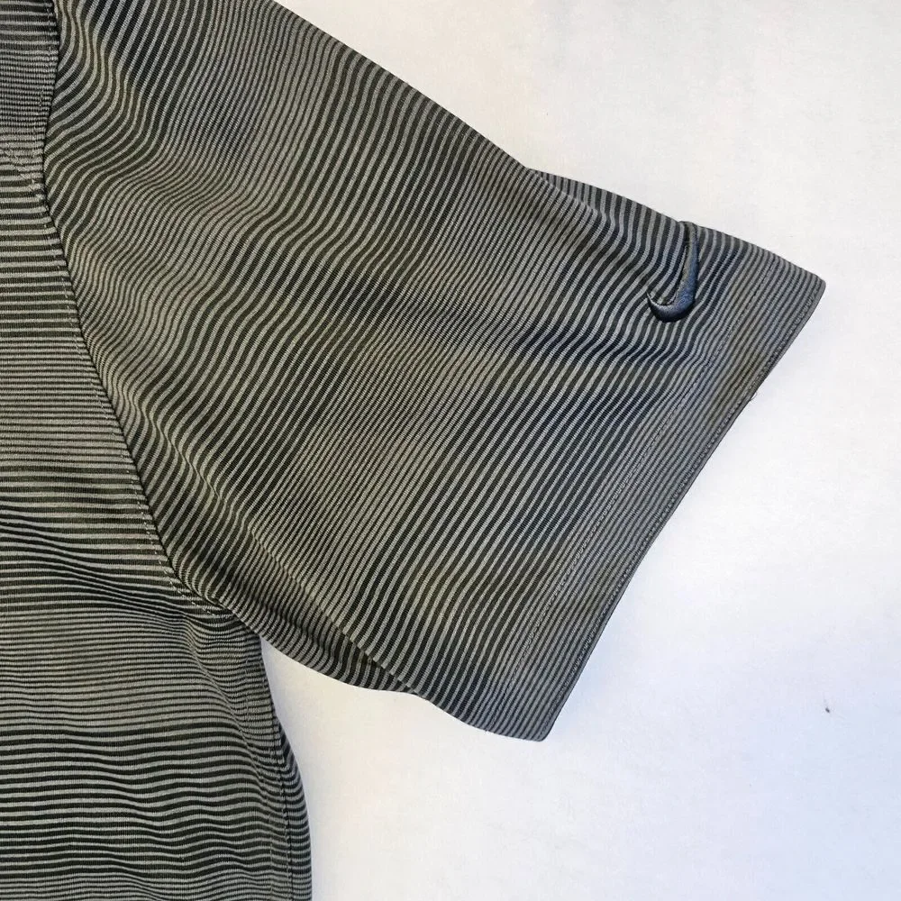 Nike Dri-Fit Polo Shirt‎ Mens Striped Short Sleeve Button Collared Gray Logo XL
